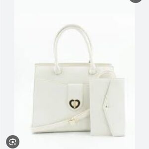 Elegant White Handbag and Wallet Set